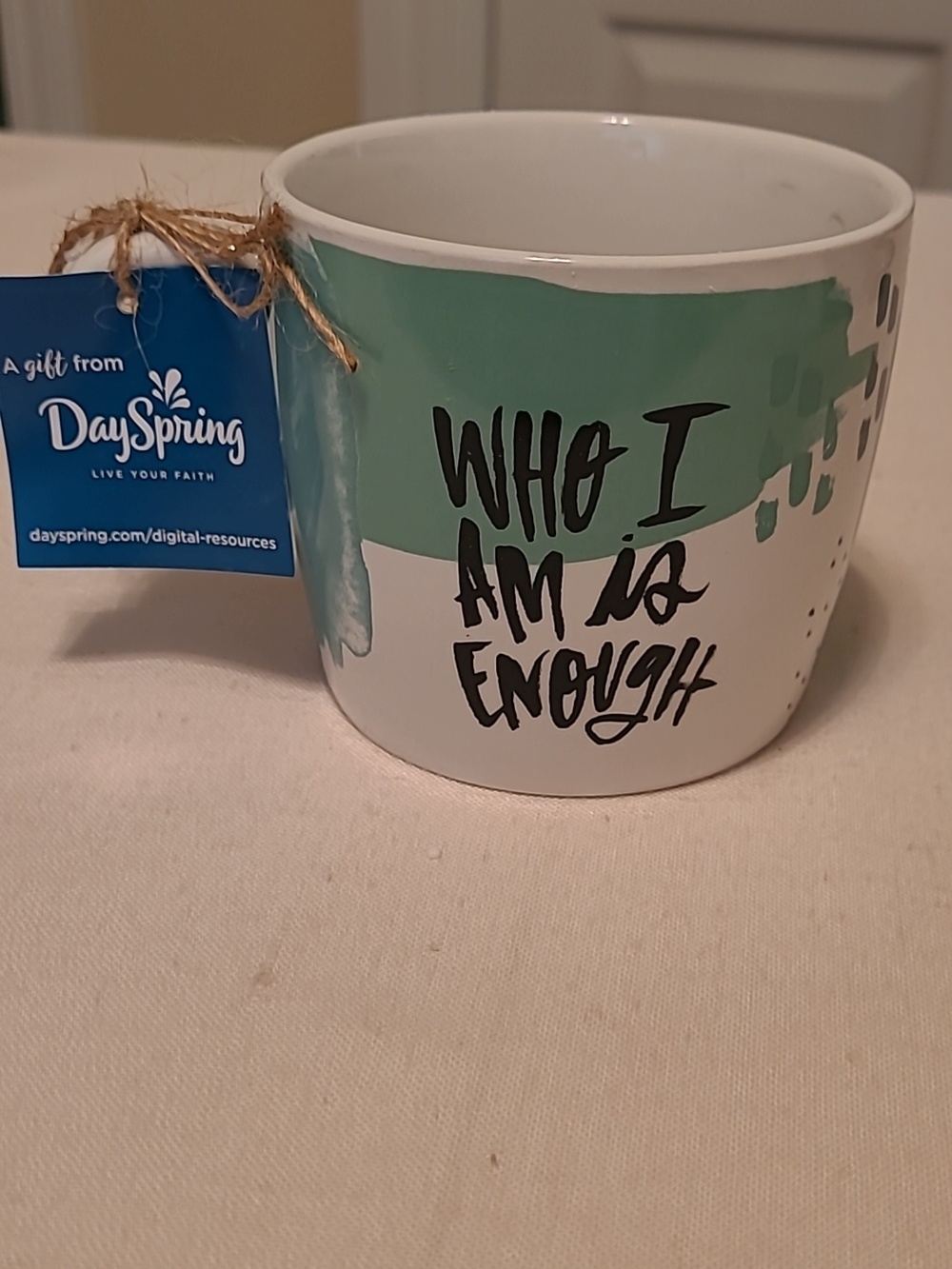 DaySpring Ceramic White & Teal Inspirational Mug